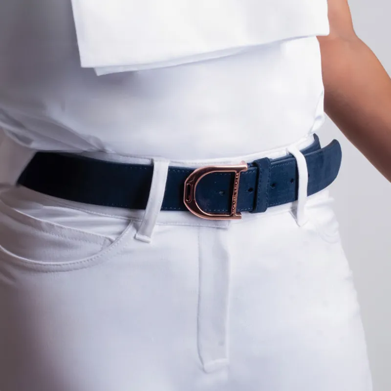Equetech Stirrup Leather Belt - Navy Suede/Rose Gold-1