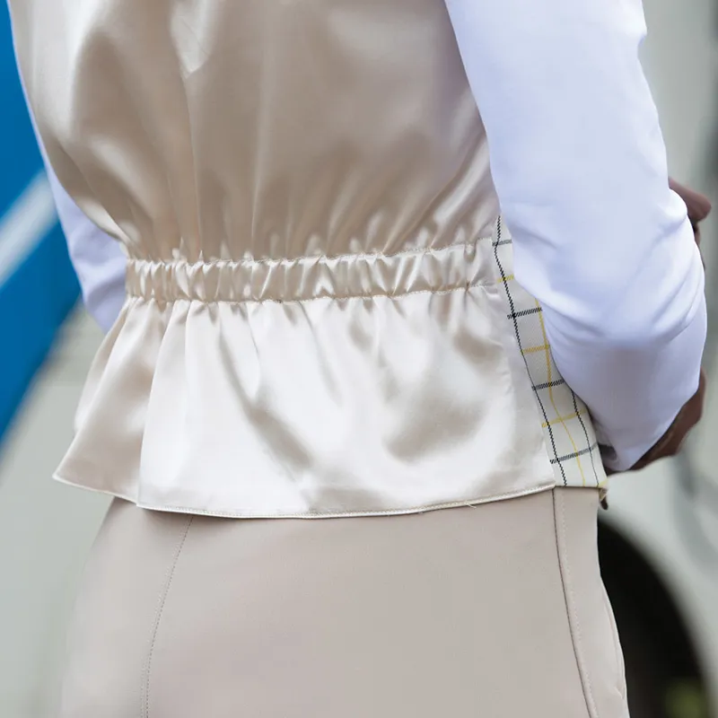 Equetech Tattersall Ladies Competition Waistcoat - Gold/Black Check-3