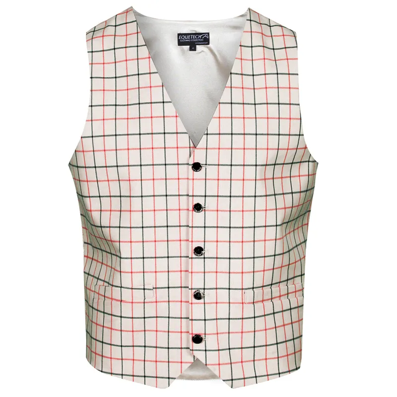 Equetech Tattersall Mens Competition Waistcoat - Red/Black Check