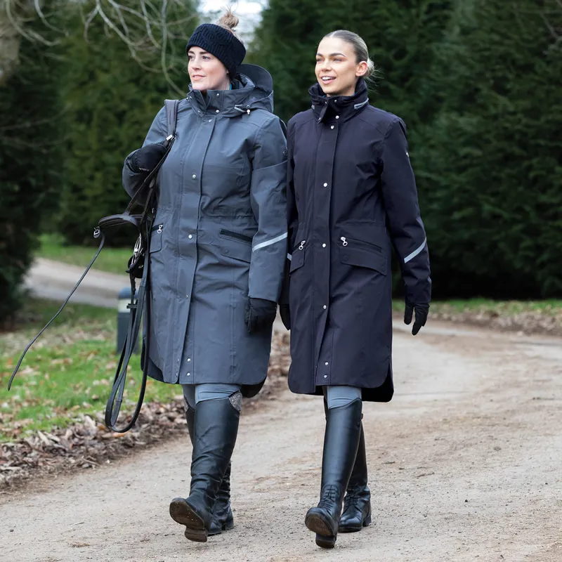 Equetech Utopia Ladies Waterproof Long Riding Coat - Midnight Navy-2