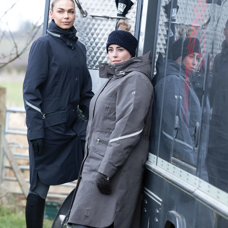Equetech Utopia Ladies Waterproof Long Riding Coat - Midnight Navy-3