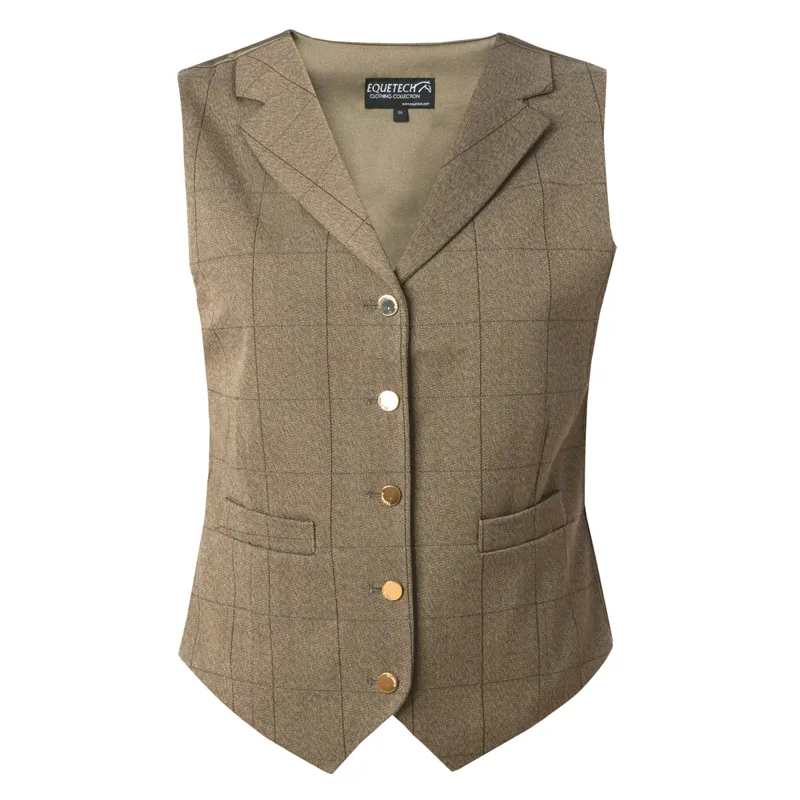 Equetech Foxbury Lapel Tweed Ladies Waistcoat Green