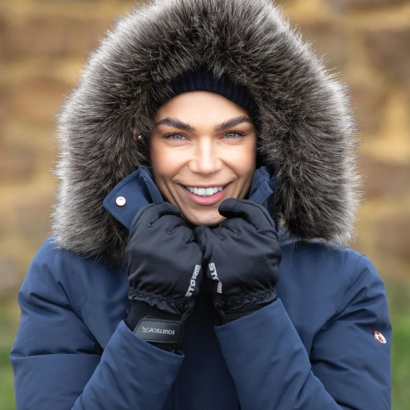 Equetech Warrior Waterproof Ladies Long-Line Jacket - Navy-3