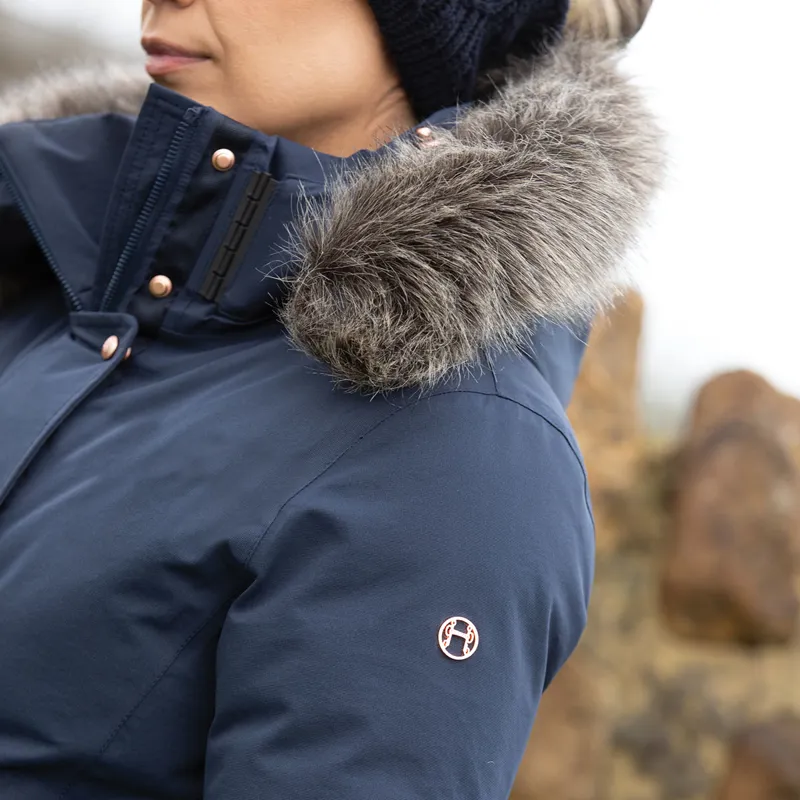 Equetech Warrior Waterproof Ladies Long-Line Jacket - Navy-5