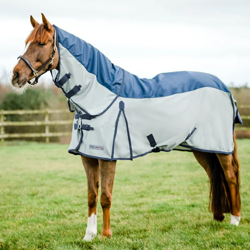 Equi-Sential Waterproof Detachable Neck Fly Rug - Silver/Navy