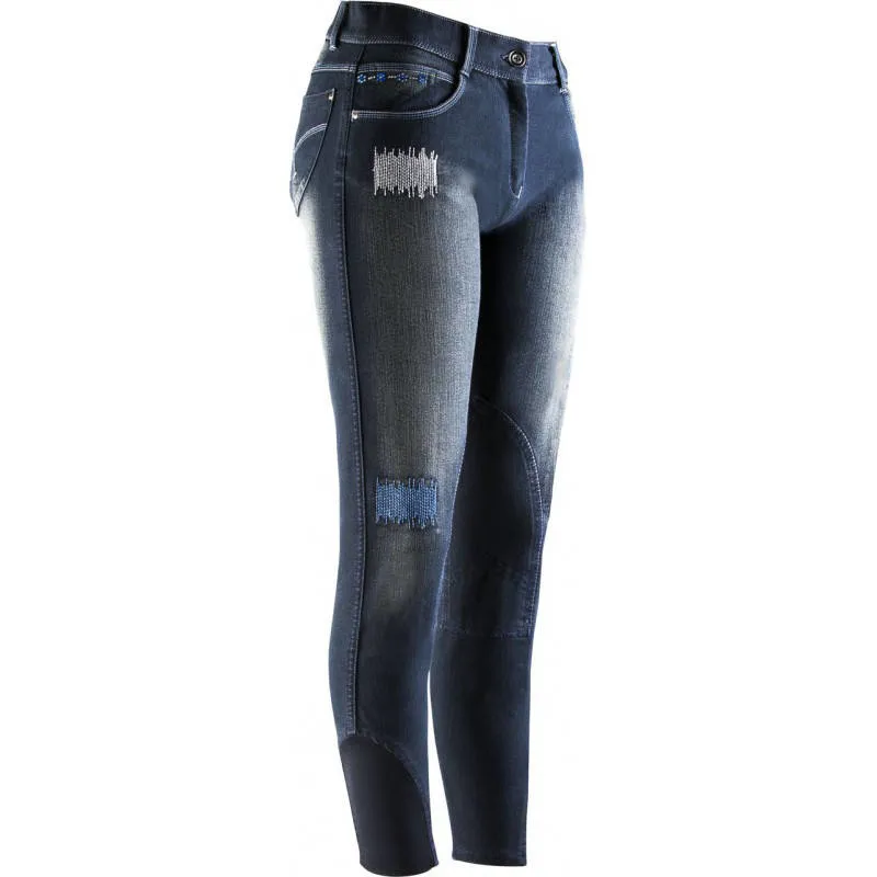 Equi Theme Fleur Childrens Jean Breeches Jean Blue Redpost