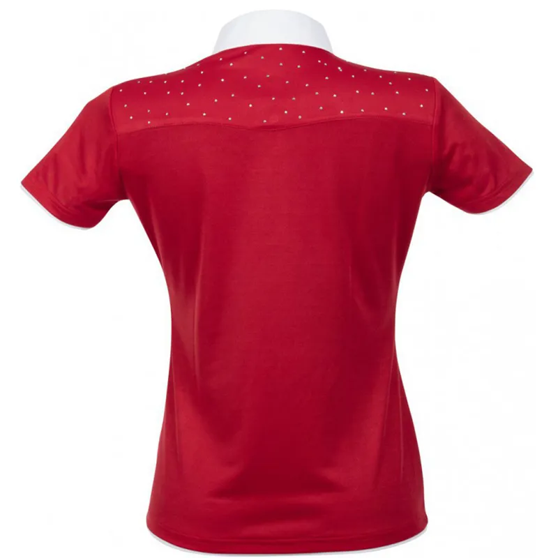 Equi-Theme Stars Short Sleeve Ladies Show Shirt - Red-1