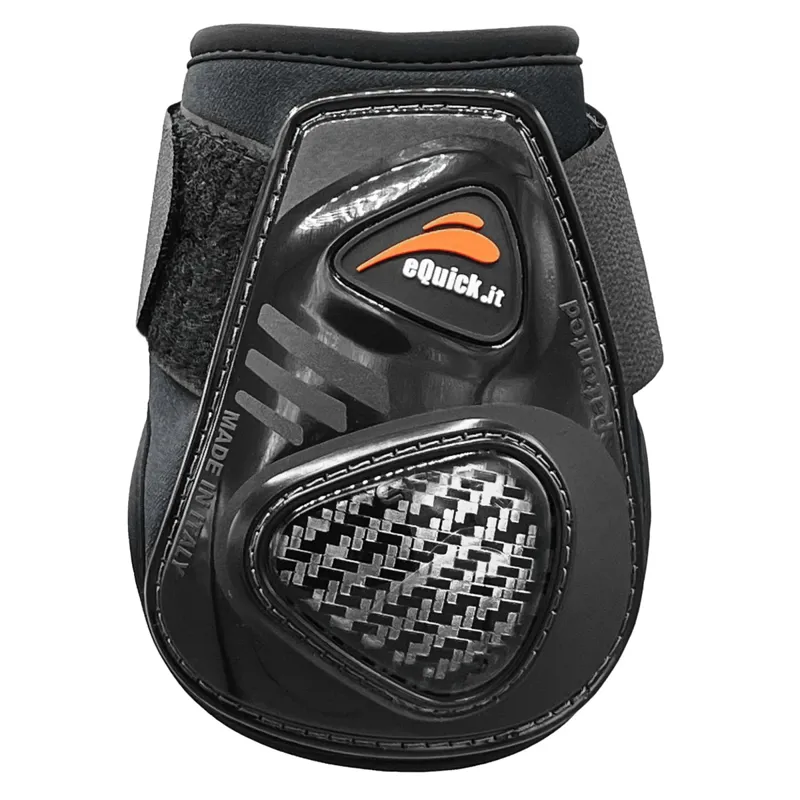 eQuick eCarbon Shock Velcro Rear Fetlock Boots - Black