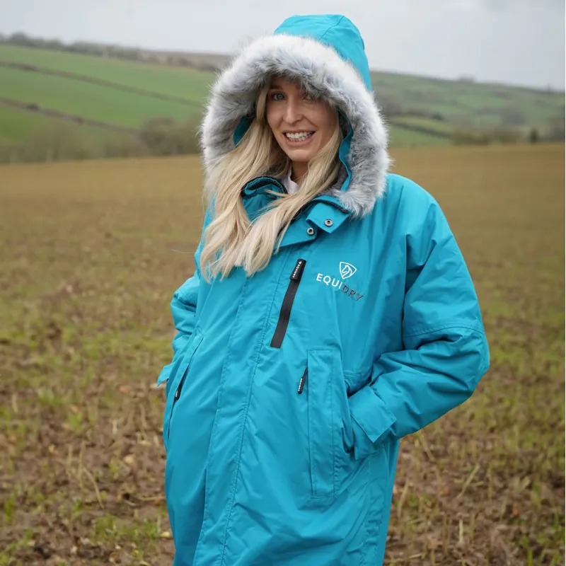 EQUIDRY Evolution Lux Adults Waterproof Jacket - Turquoise/Charcoal-4