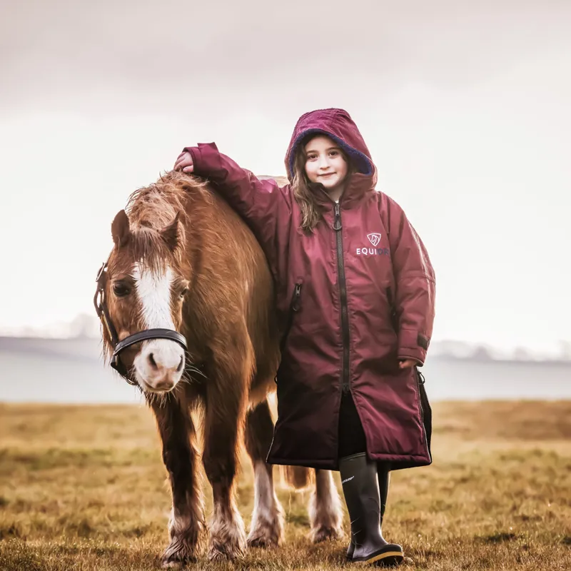 EQUIDRY Original Thick Fleece Lined Junior Jacket - Plum/Navy-2
