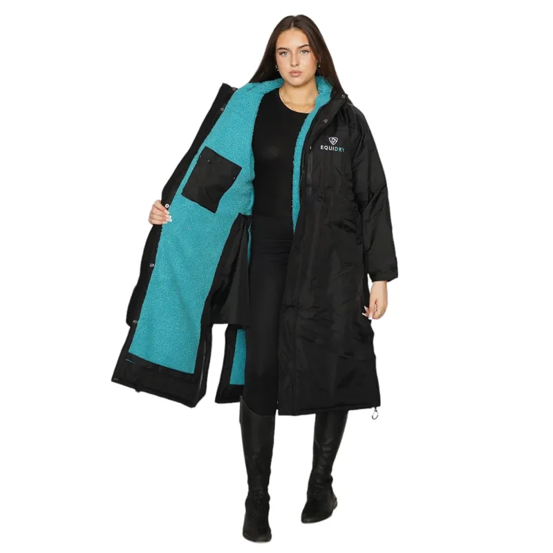 EQUIDRY Evolution Thick Fleece Lined Waterproof Jacket - Black/Turquoise-1