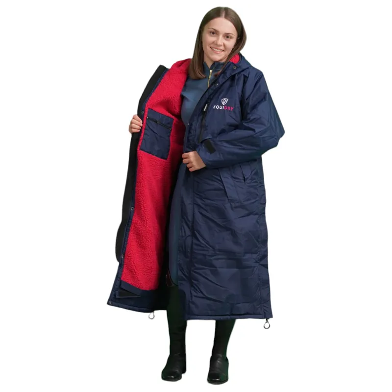 EQUIDRY Evolution Thick Fleece Lined Waterproof Jacket - Navy/Raspberry-5