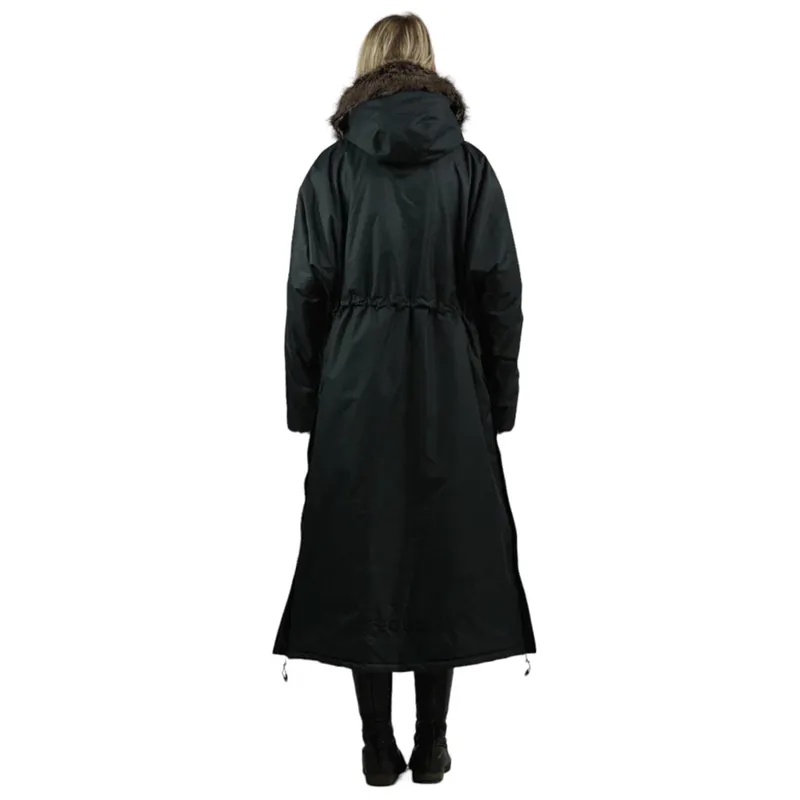 EQUIDRY Parka Adults Long Waterproof Jacket - Black/Black-3