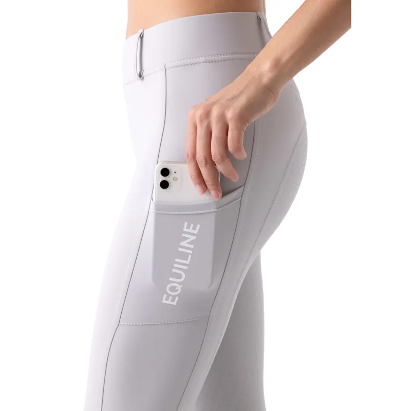 Equiline Calref Ride Fit Full Grip Ladies Riding Tights - Ice-2