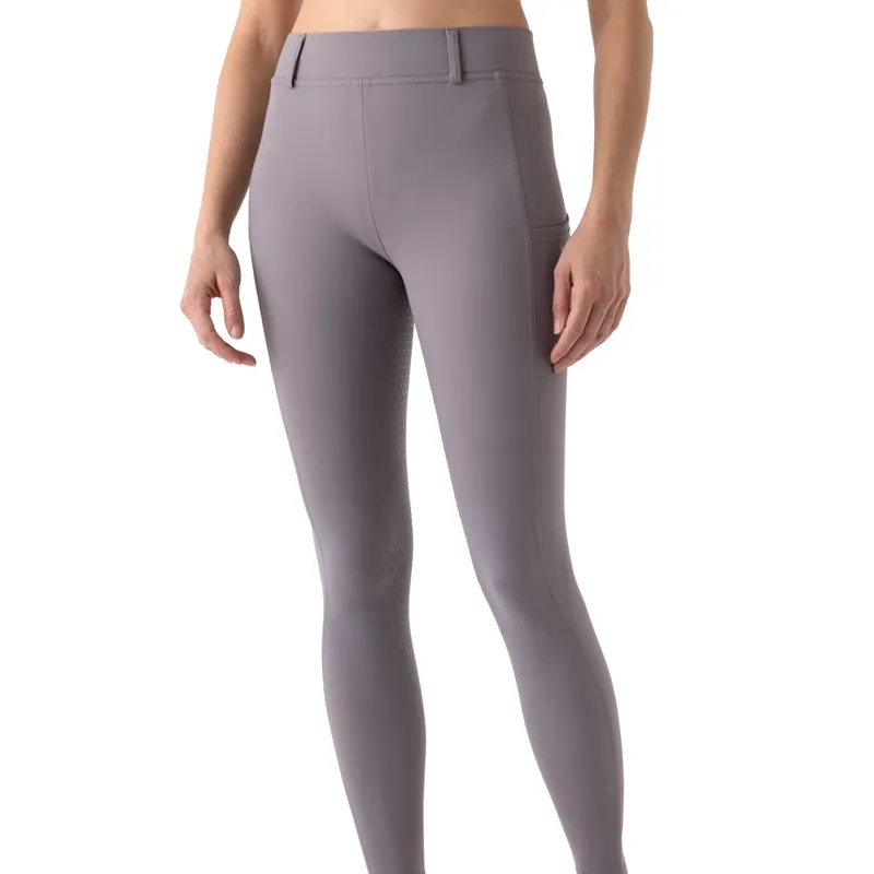 Equiline Calref Ride Fit Full Grip Ladies Riding Tights - Stone Grey