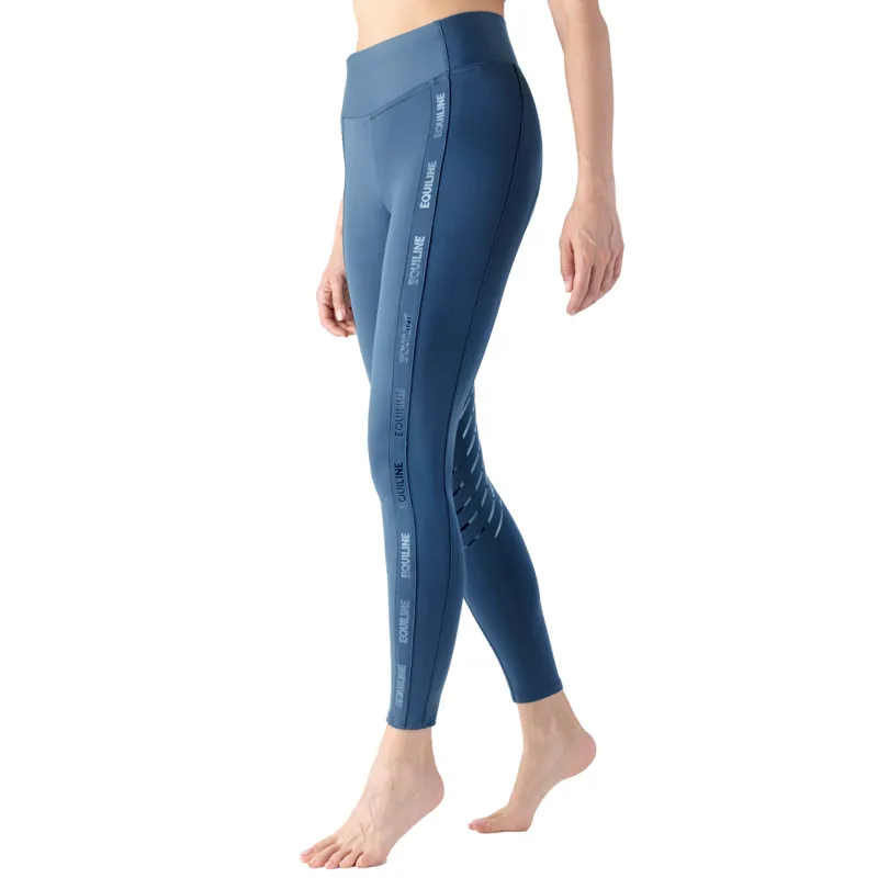 Equiline Cerberk Knee Grip Ladies Riding Tights - Indigo Blue-2