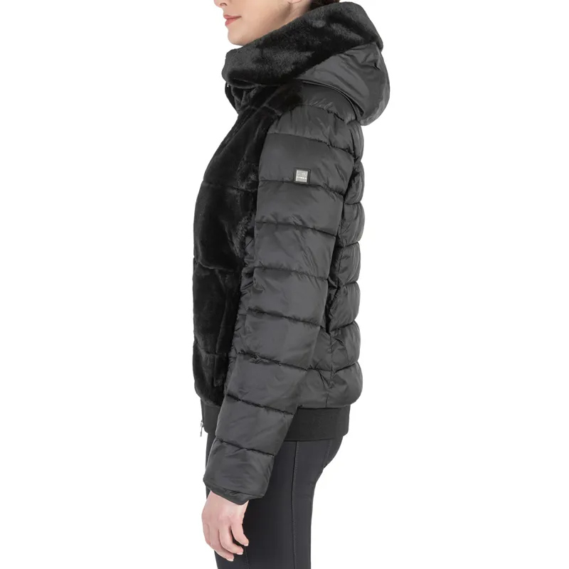 Equiline Gelleg Ladies Eco-Fur Hybrid Jacket - Black-2