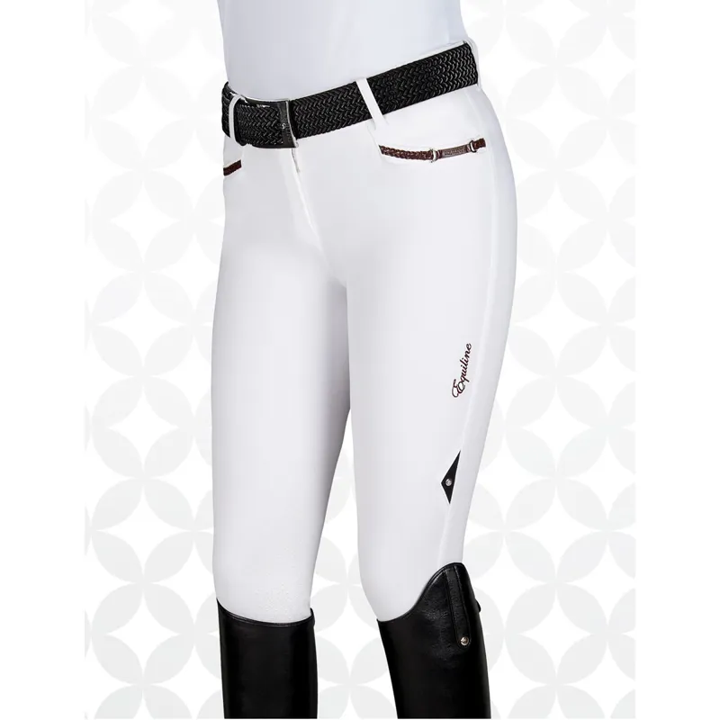 Equiline Geneva Knee Grip Ladies Breeches White Redpost Equestrian