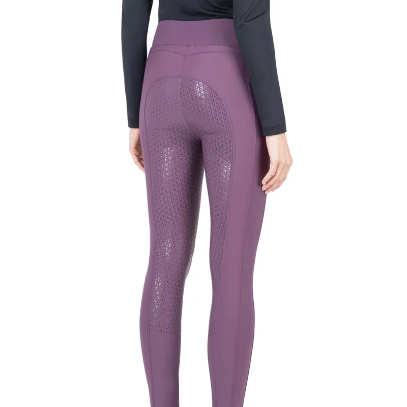 Equiline Gongirf Full Grip Ladies Riding Tights - Hortensia-1