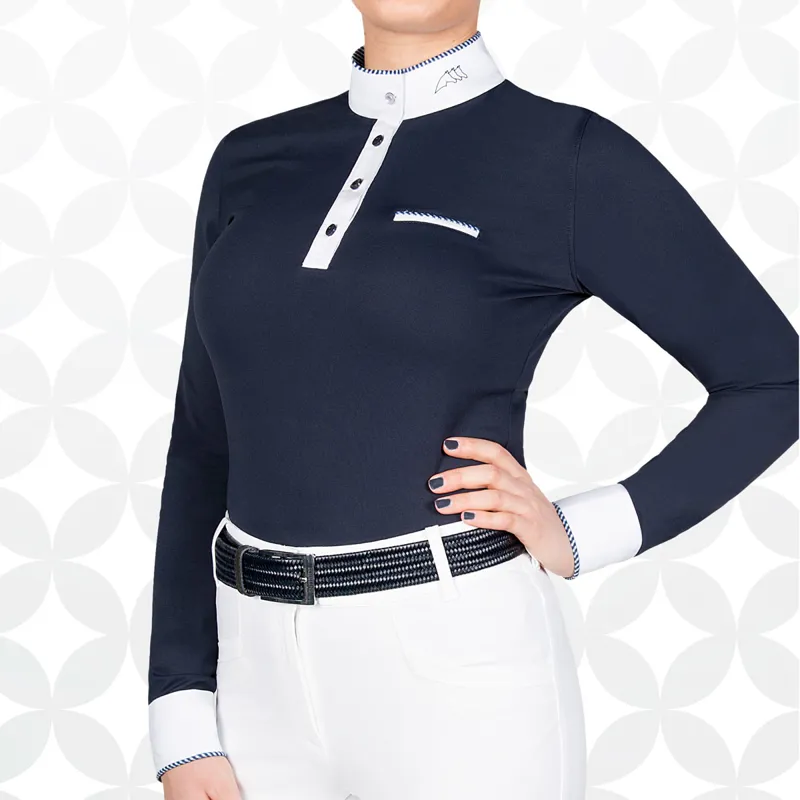Equiline Gracielle Ladies Long Sleeve Competition Shirt - Blue-2