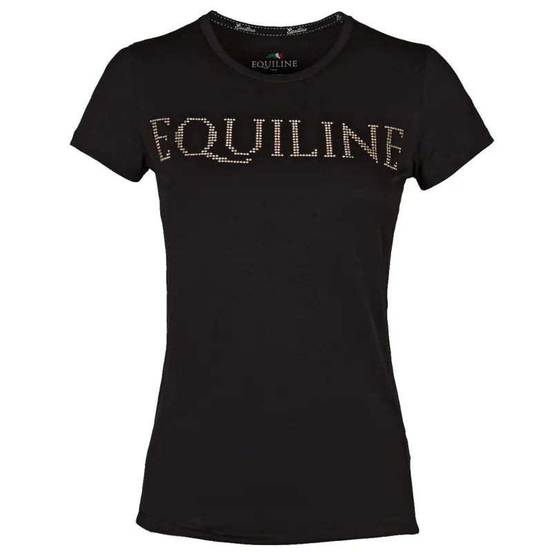 Equiline Premium Lori T-shirt Top ladies black size M short sleeve UK 10 