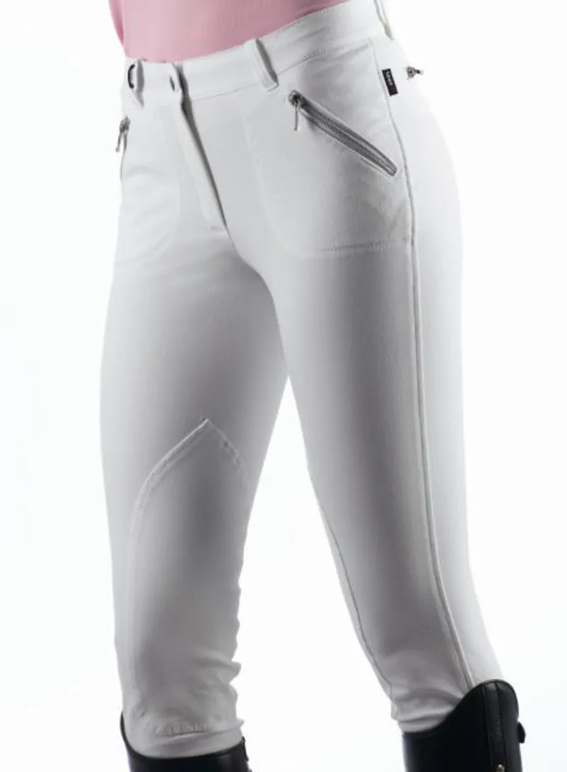 Equiline Polly Womens Breeches with Zip - White