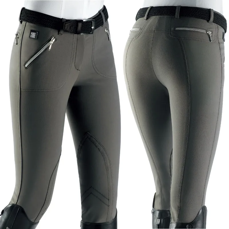 Equiline Polly Womens Breeches with Zip - White-1