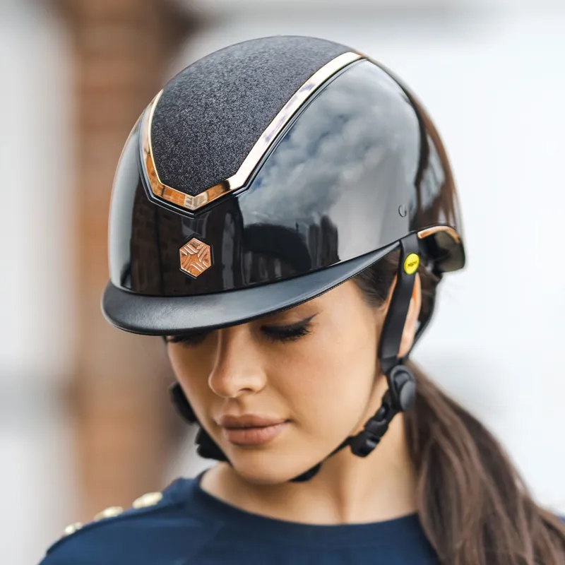 Charles Owen EQx Kylo MIPS Sparkly Riding Hat - Black Gloss/Rose Gold-4