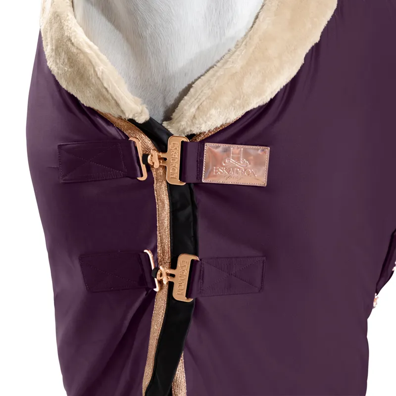 Eskadron Heritage Softshell Fleece Rug with Faux Fur Collar - Deep Berry-1