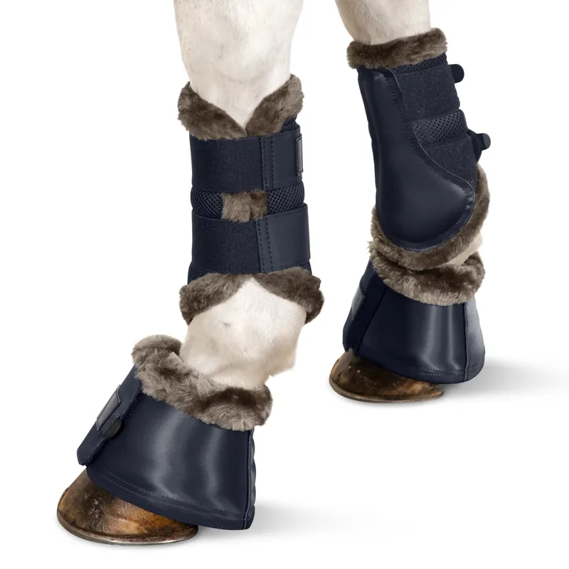 Eskadron Softslate Fauxfur Horse Boot Over Reach Boots Navy All Sizes 