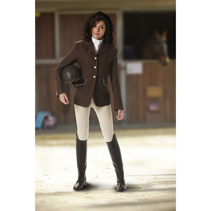 Equi-Theme Ladies Competition Jacket - Chocolate/Gold-1