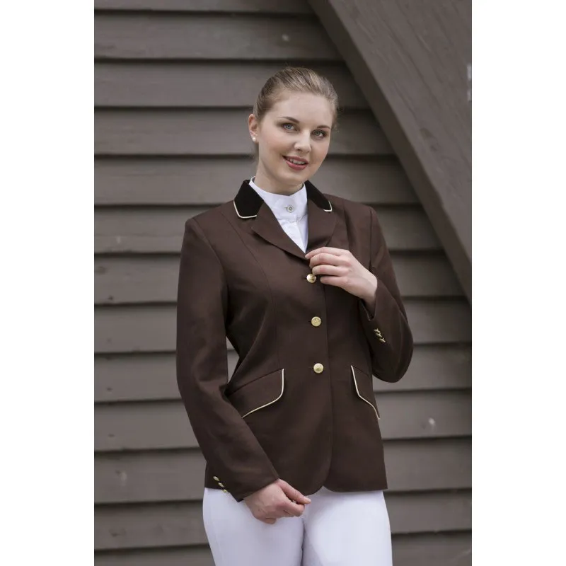 Equi-Theme Ladies Competition Jacket - Chocolate/Gold-2