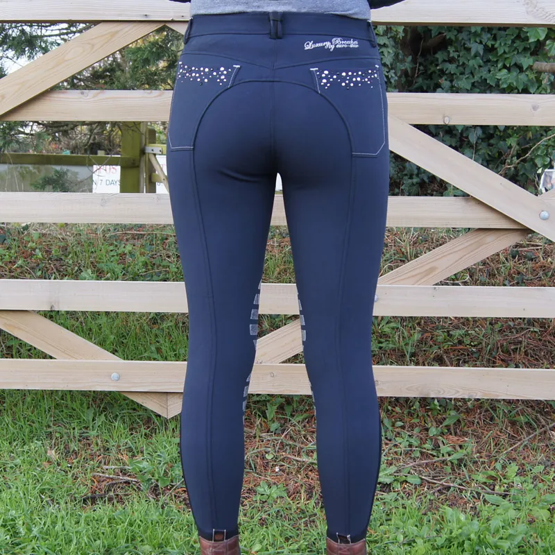 Euro-Star Deluxe Laura Knee Patch Ladies Breeches - Navy-1