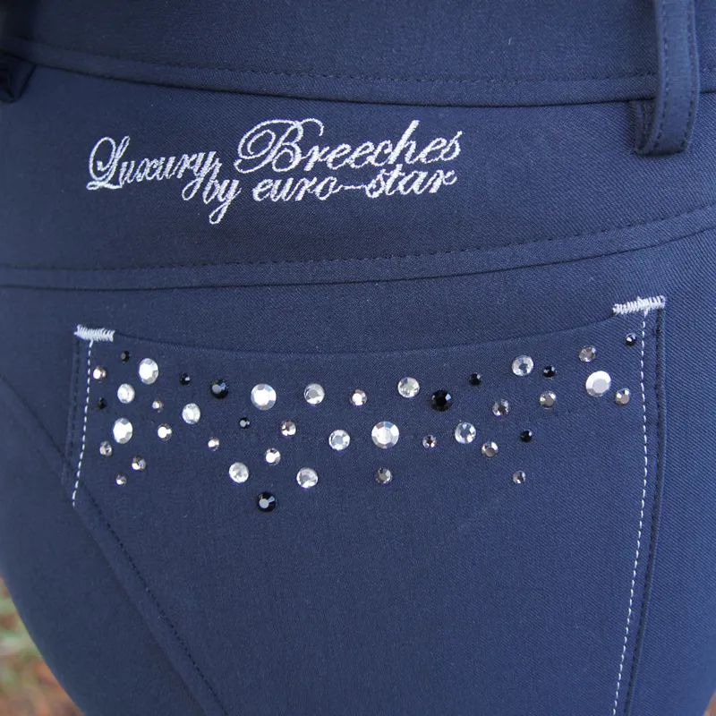 Euro-Star Deluxe Laura Knee Patch Ladies Breeches - Navy-3
