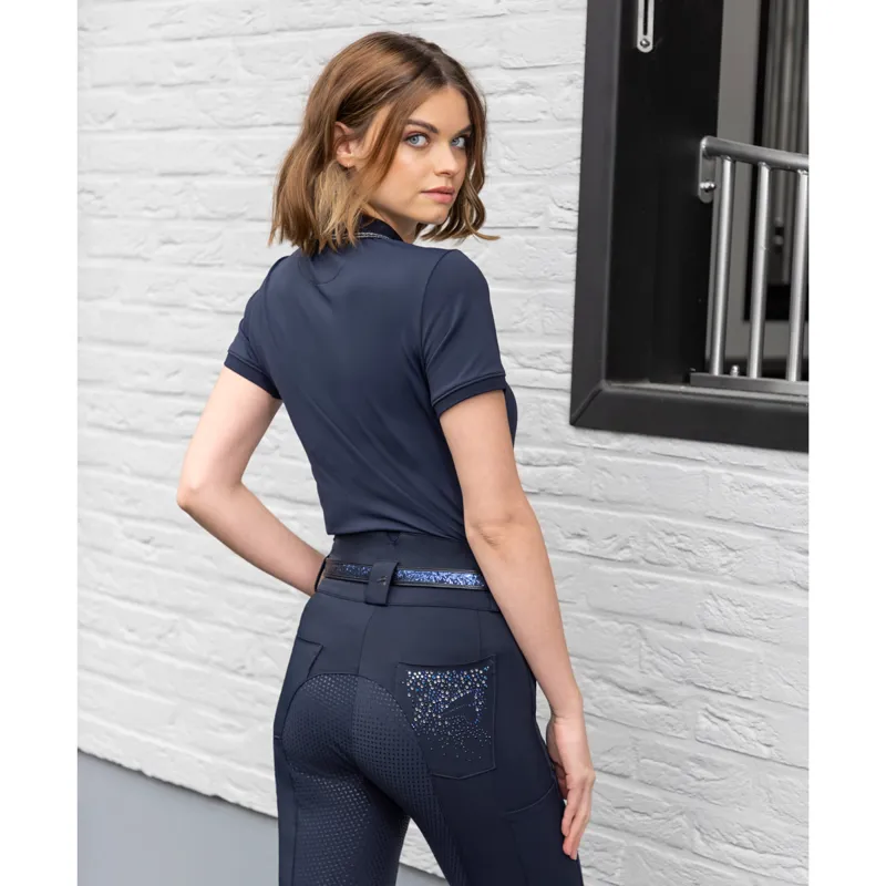 Euro-Star Gina Ladies Zip Polo Shirt - Navy-3