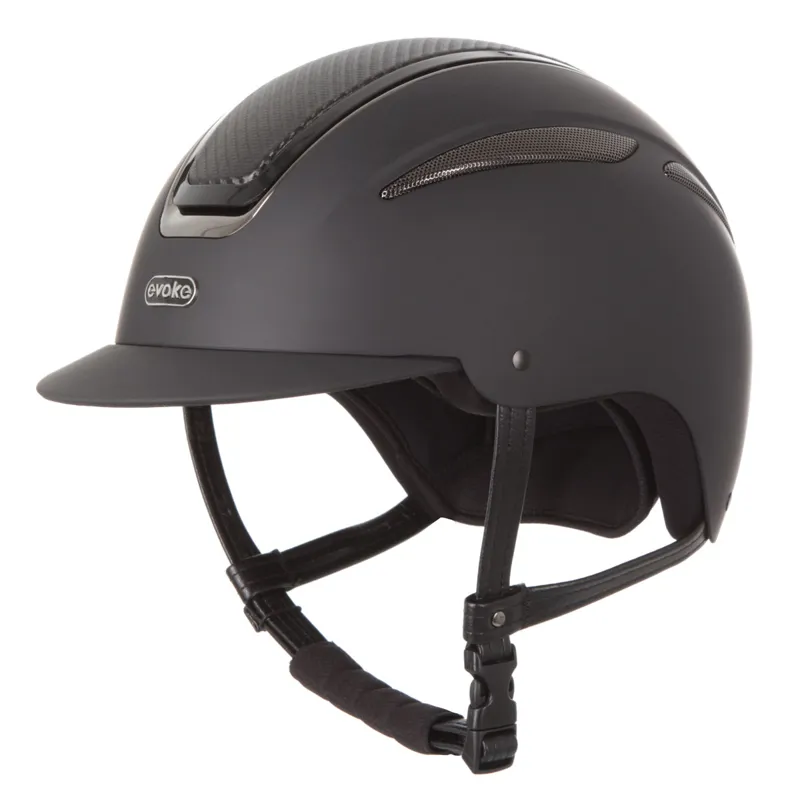 Evoke Callisto Classic Peak Riding Hat - Black Carbon/Gunmetal