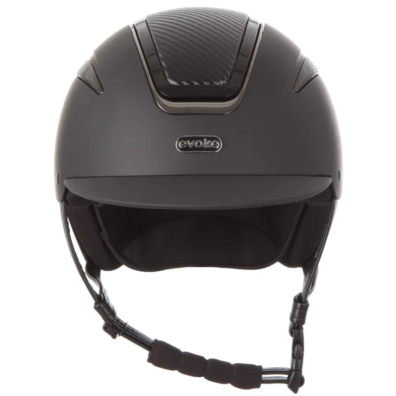 Evoke Callisto Classic Peak Riding Hat - Black Carbon/Gunmetal-2
