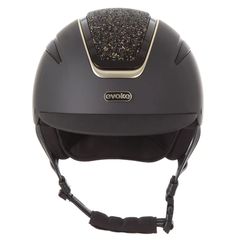 Evoke Callisto Classic Peak Riding Hat - Black/Gold Crystal-1