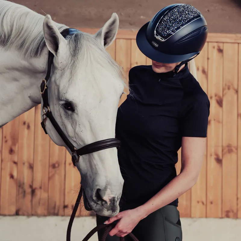 Evoke Callisto Wide Peak Riding Hat - Navy/Navy Crystal-4