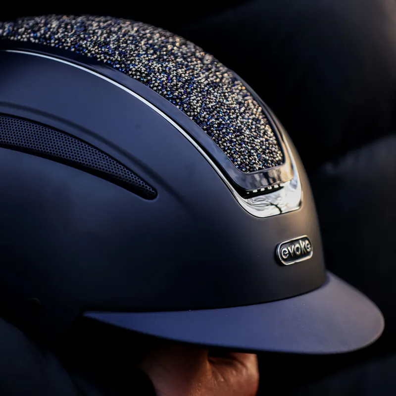 Evoke Callisto Classic Peak Riding Hat - Navy/Navy Crystal-3