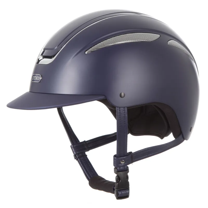 Evoke Callisto Classic Peak Riding Hat - Navy/Chrome
