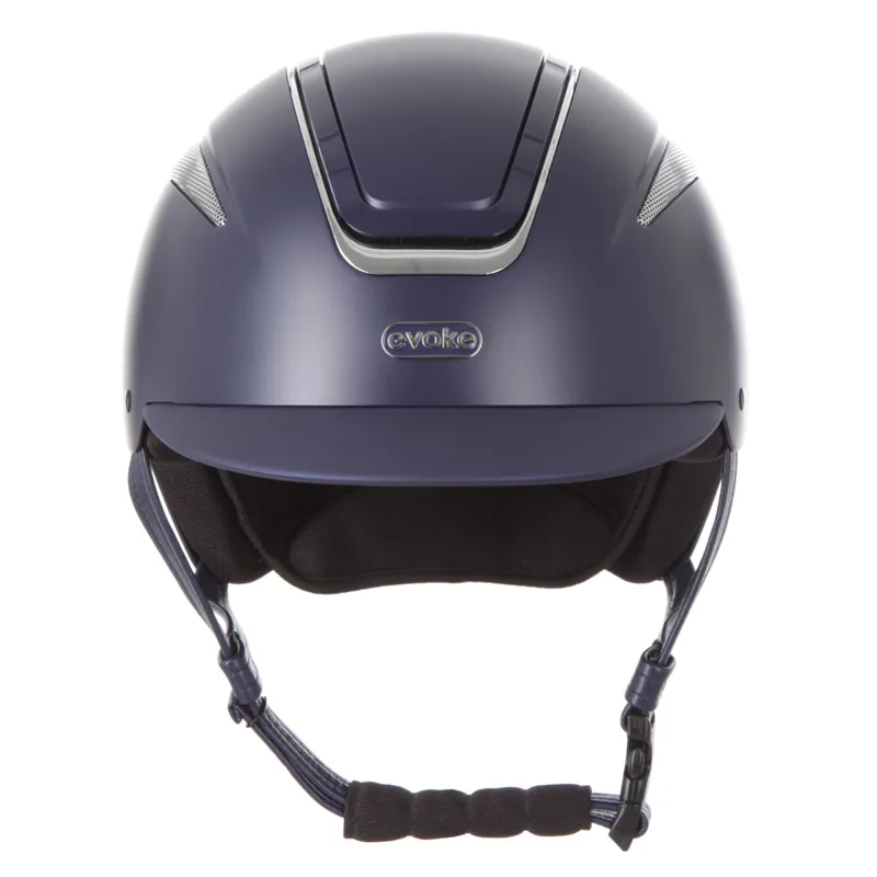 Evoke Callisto Classic Peak Riding Hat - Navy/Chrome-1