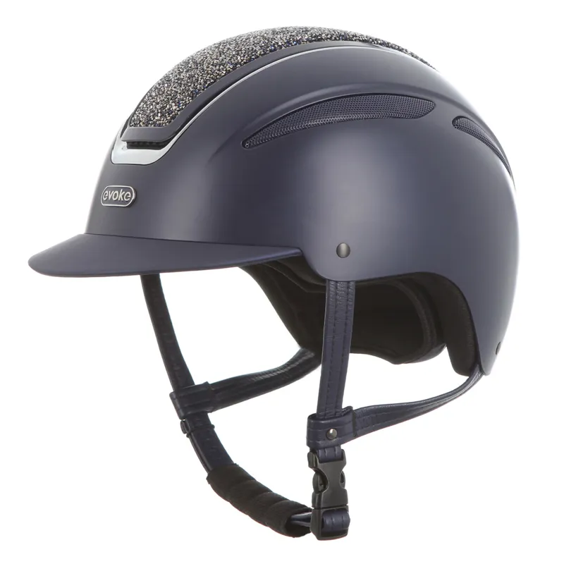 Evoke Callisto Classic Peak Riding Hat - Navy/Navy Crystal