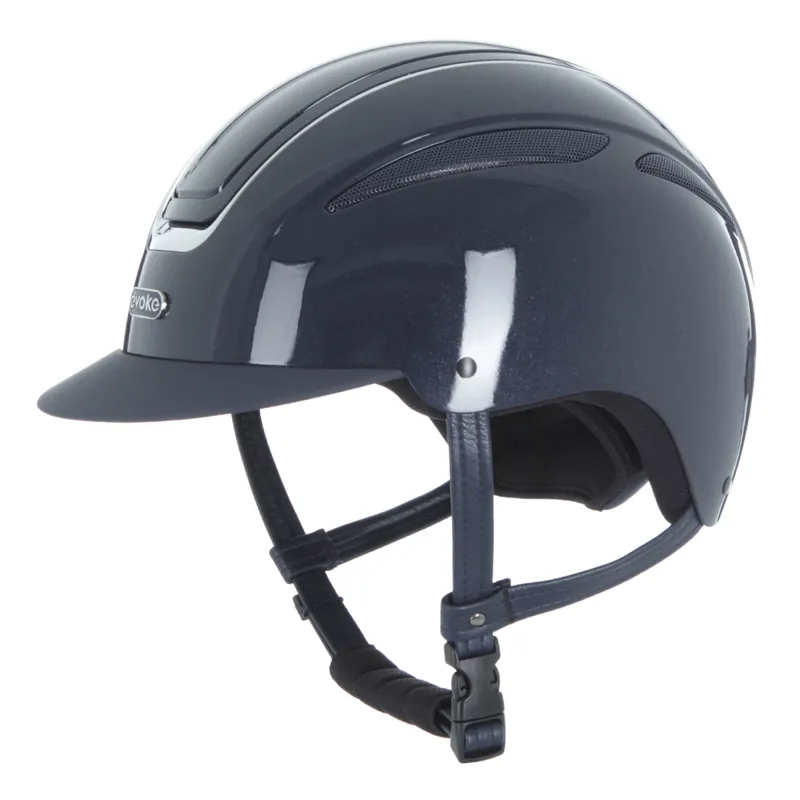 Evoke Callisto Classic Peak Riding Hat - Navy Metallic/Chrome