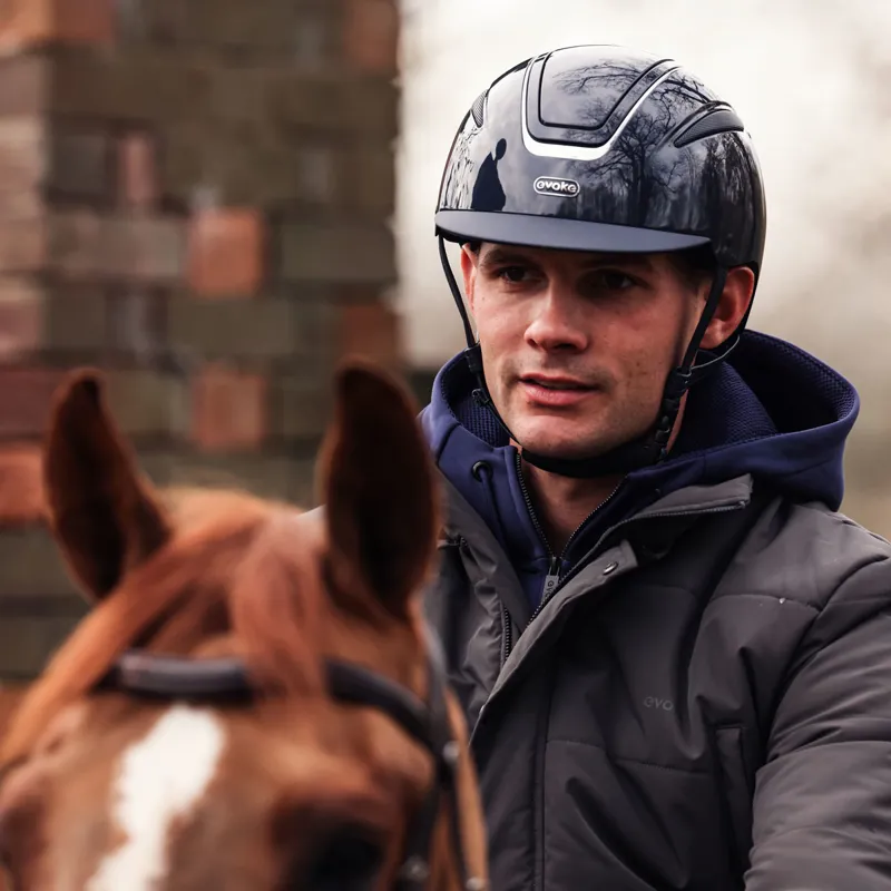 Evoke Callisto Classic Peak Riding Hat - Navy Metallic/Chrome-3