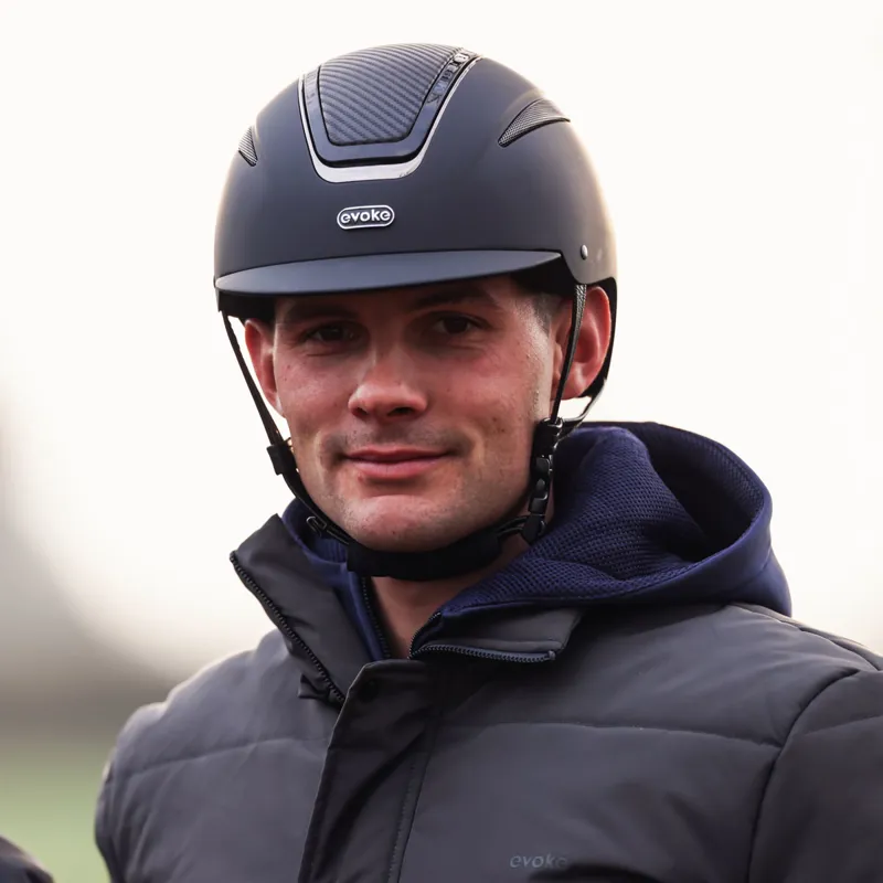 Evoke Callisto Classic Peak Riding Hat - Black Carbon/Gunmetal-3