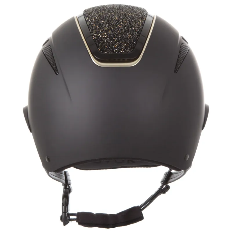 Evoke Callisto Wide Peak Riding Hat - Black/Gold Crystal-1