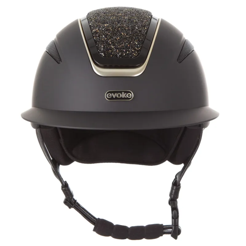 Evoke Callisto Wide Peak Riding Hat - Black/Gold Crystal-2