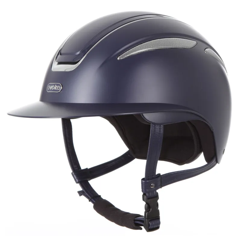 Evoke Callisto Wide Peak Riding Hat - Navy/Chrome