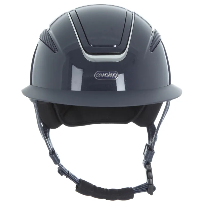 Evoke Callisto Wide Peak Riding Hat - Navy Metallic/Chrome-2